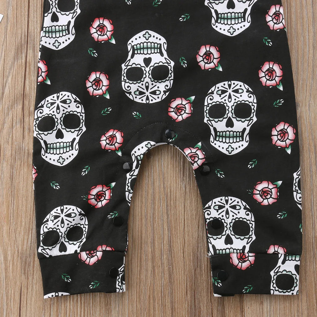 Skull Floral Baby Romper Set