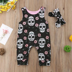 Skull Floral Baby Romper Set