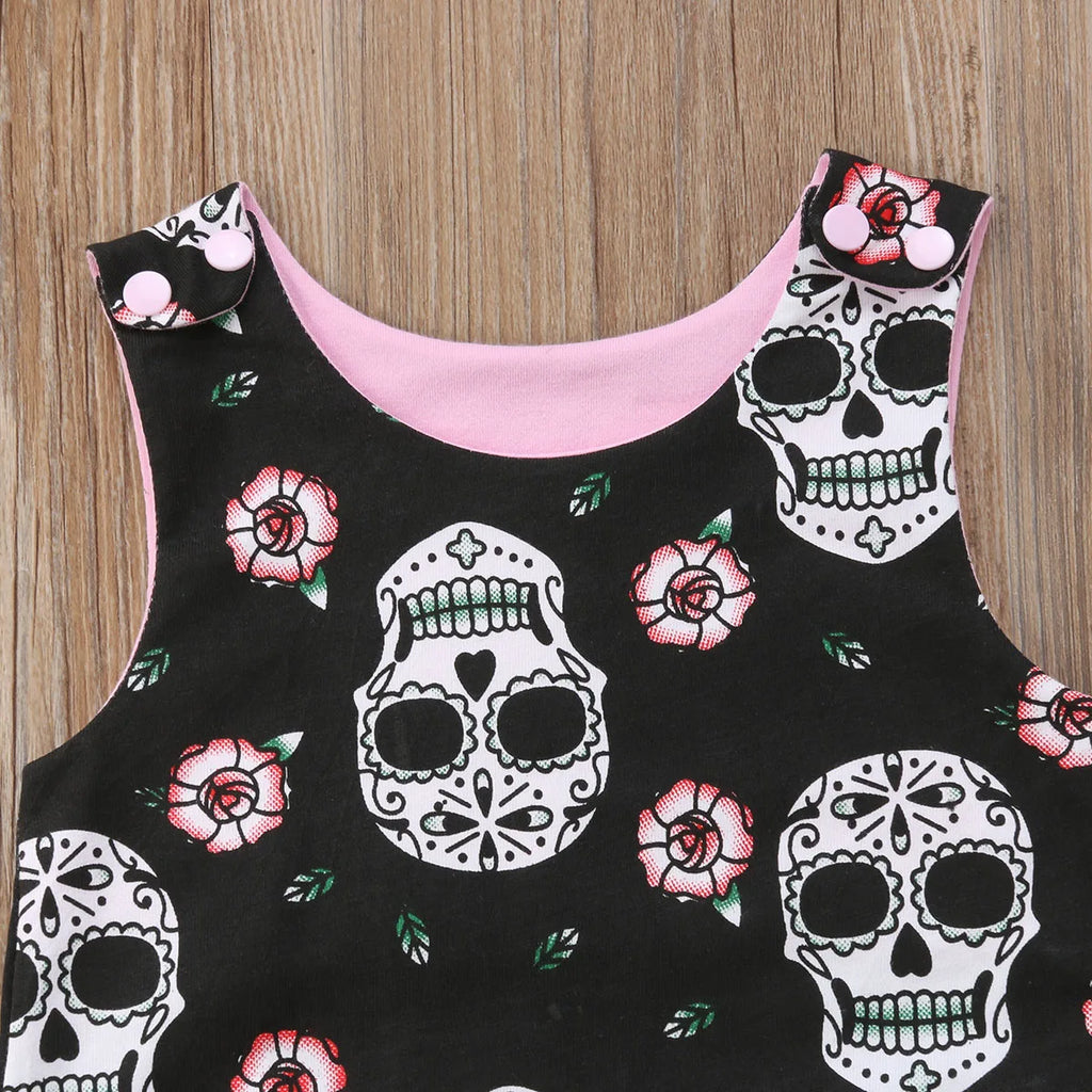 Skull Floral Baby Romper Set