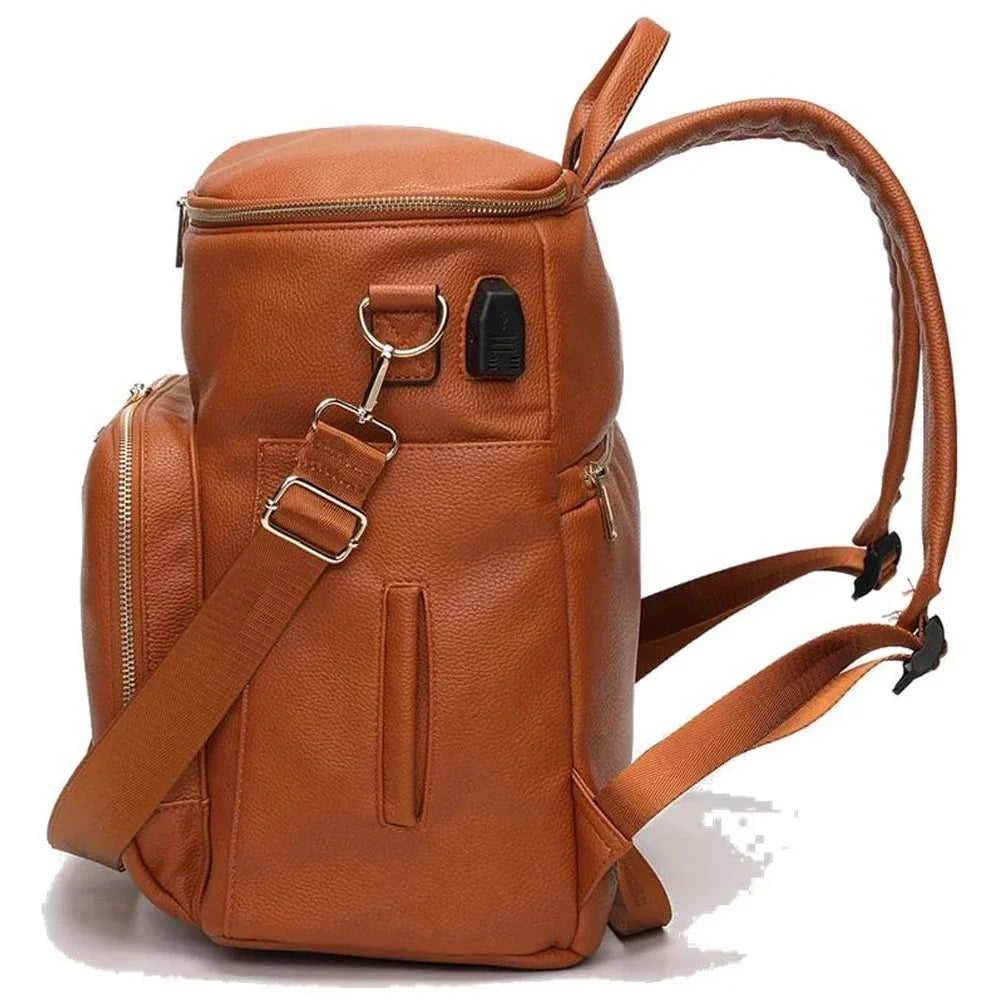PU Leather Diaper Backpack