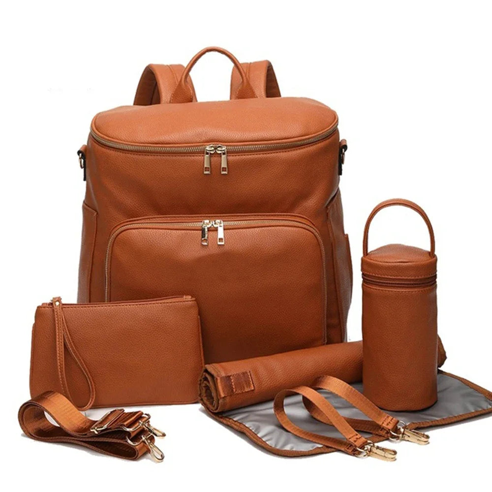 PU Leather Diaper Backpack