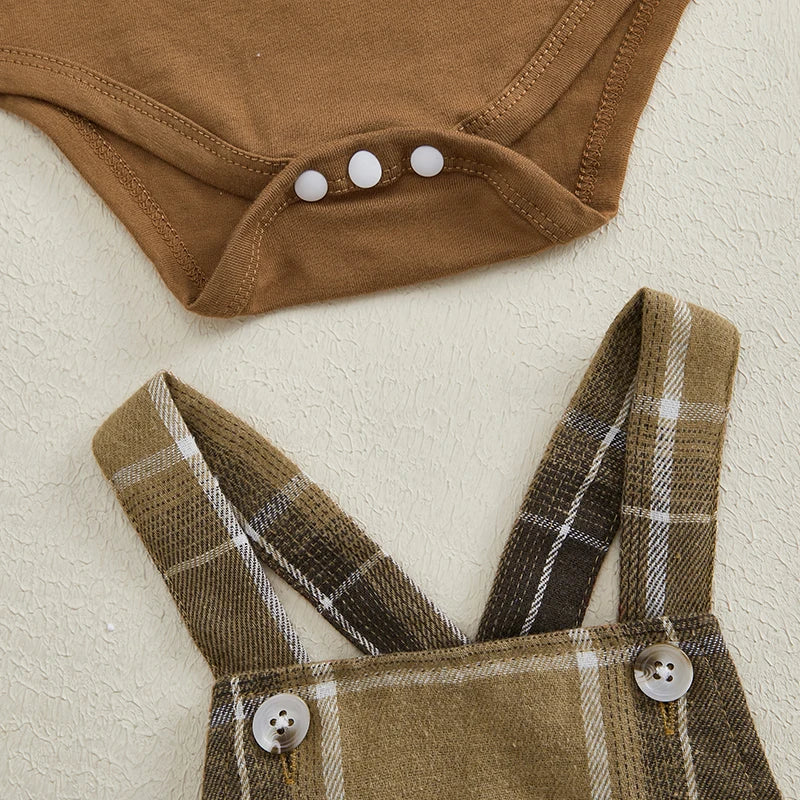 Plaid Suspender Baby Set