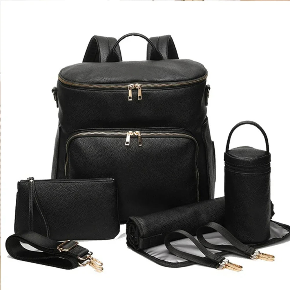 PU Leather Diaper Backpack