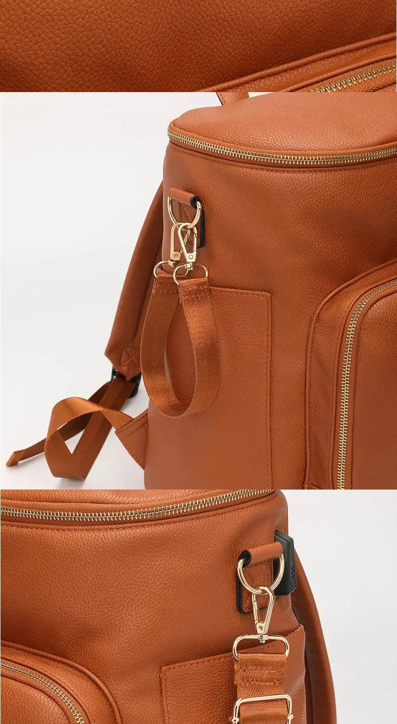 PU Leather Diaper Backpack