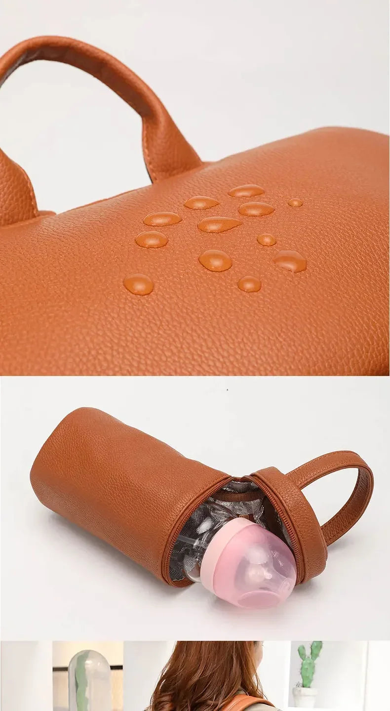 PU Leather Diaper Backpack