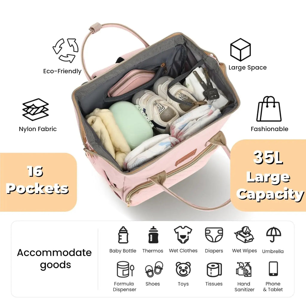 Pink 35L Diaper Backpack
