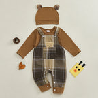 Plaid Suspender Baby Set