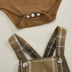 Plaid Suspender Baby Set