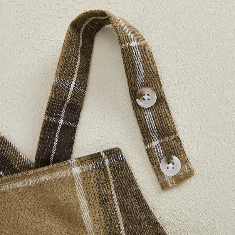 Plaid Suspender Baby Set