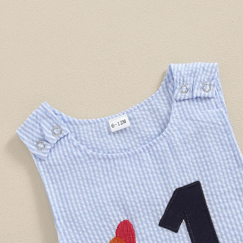 Cake Embroidery Baby Overalls