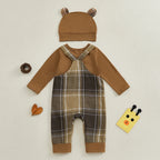 Plaid Suspender Baby Set