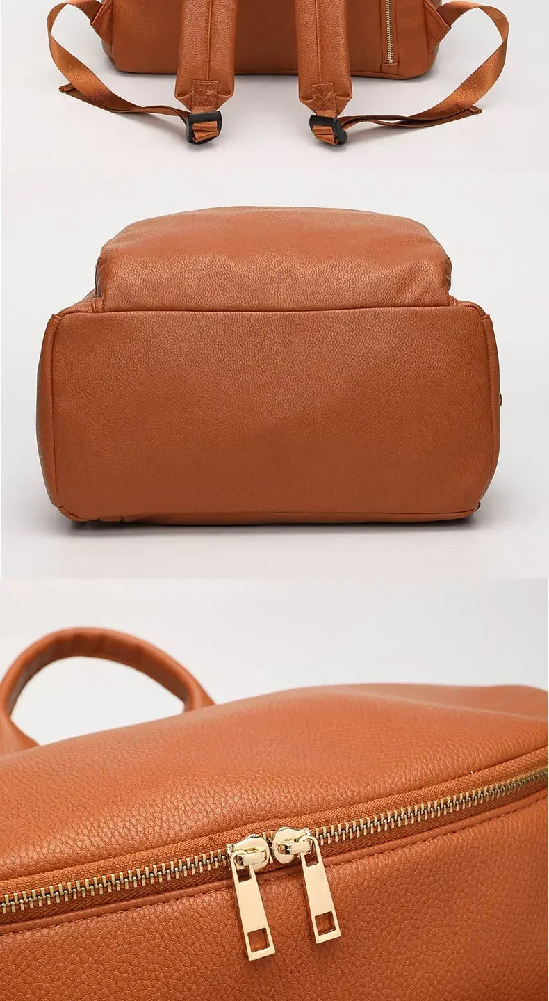 PU Leather Diaper Backpack