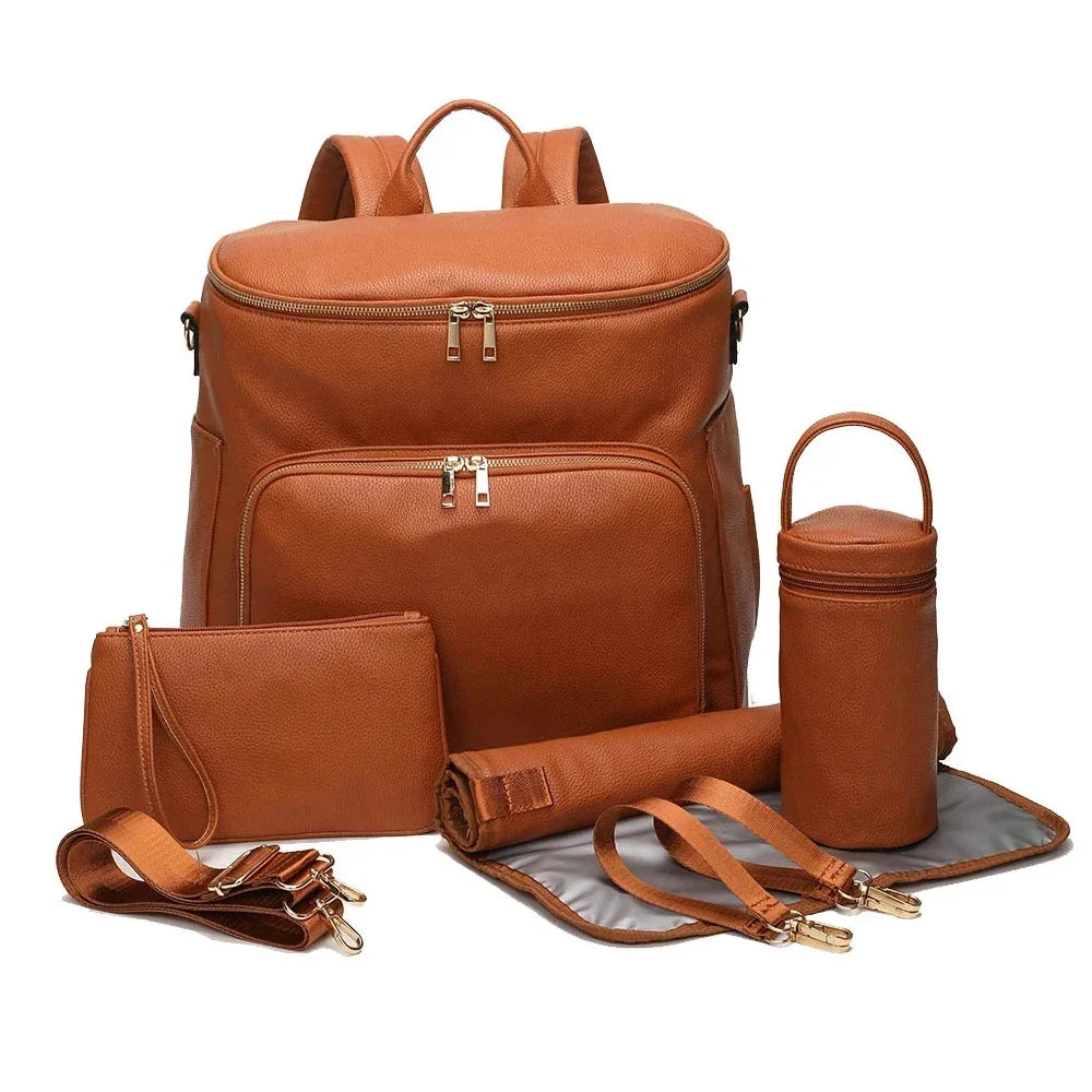 PU Leather Diaper Backpack