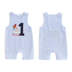 Cake Embroidery Baby Overalls