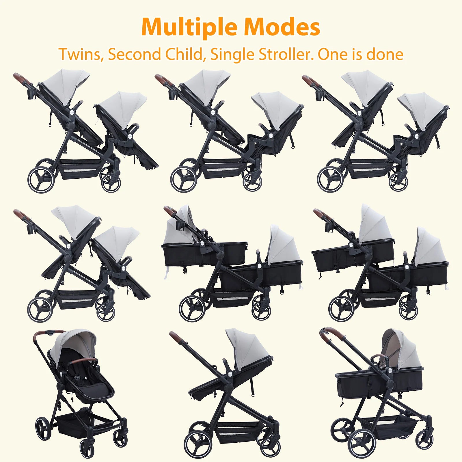 Double Tandem Baby Stroller