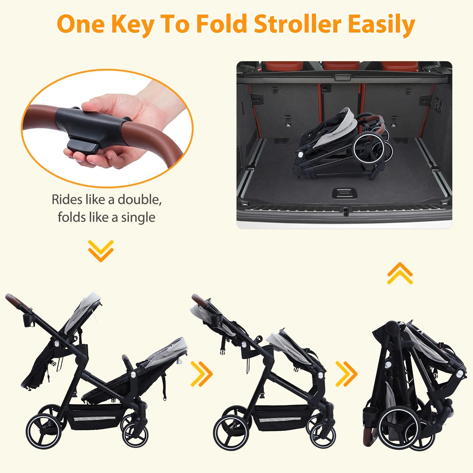 Double Tandem Baby Stroller