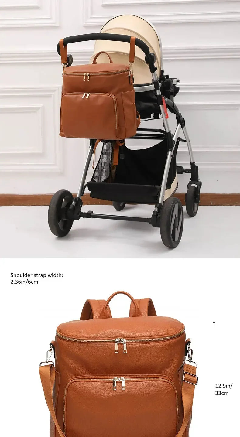 PU Leather Diaper Backpack