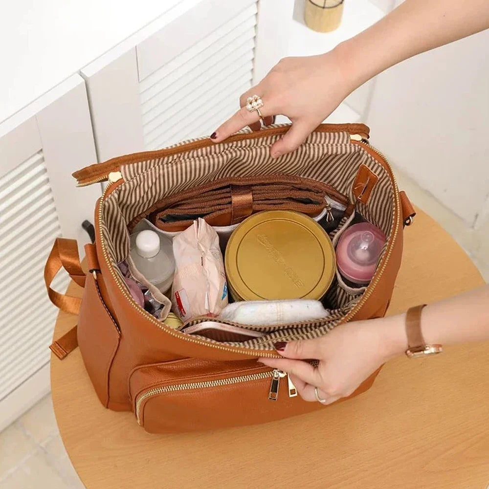 PU Leather Diaper Backpack