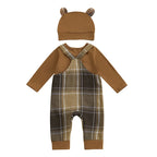 Plaid Suspender Baby Set