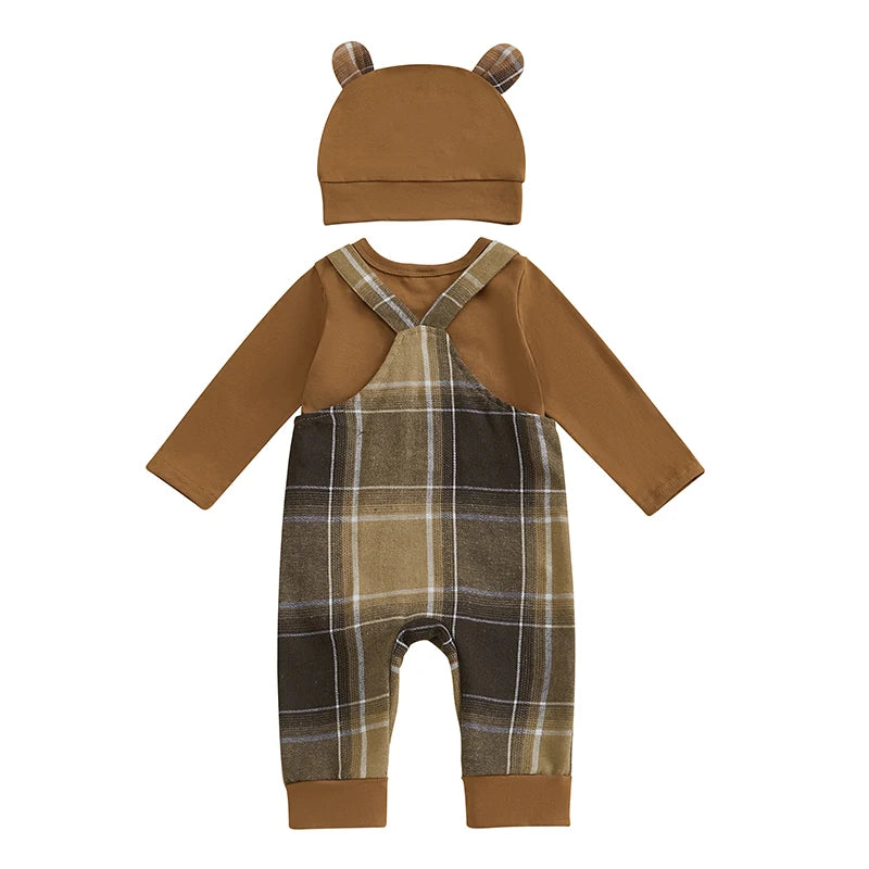 Plaid Suspender Baby Set