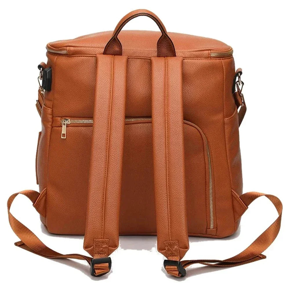 PU Leather Diaper Backpack