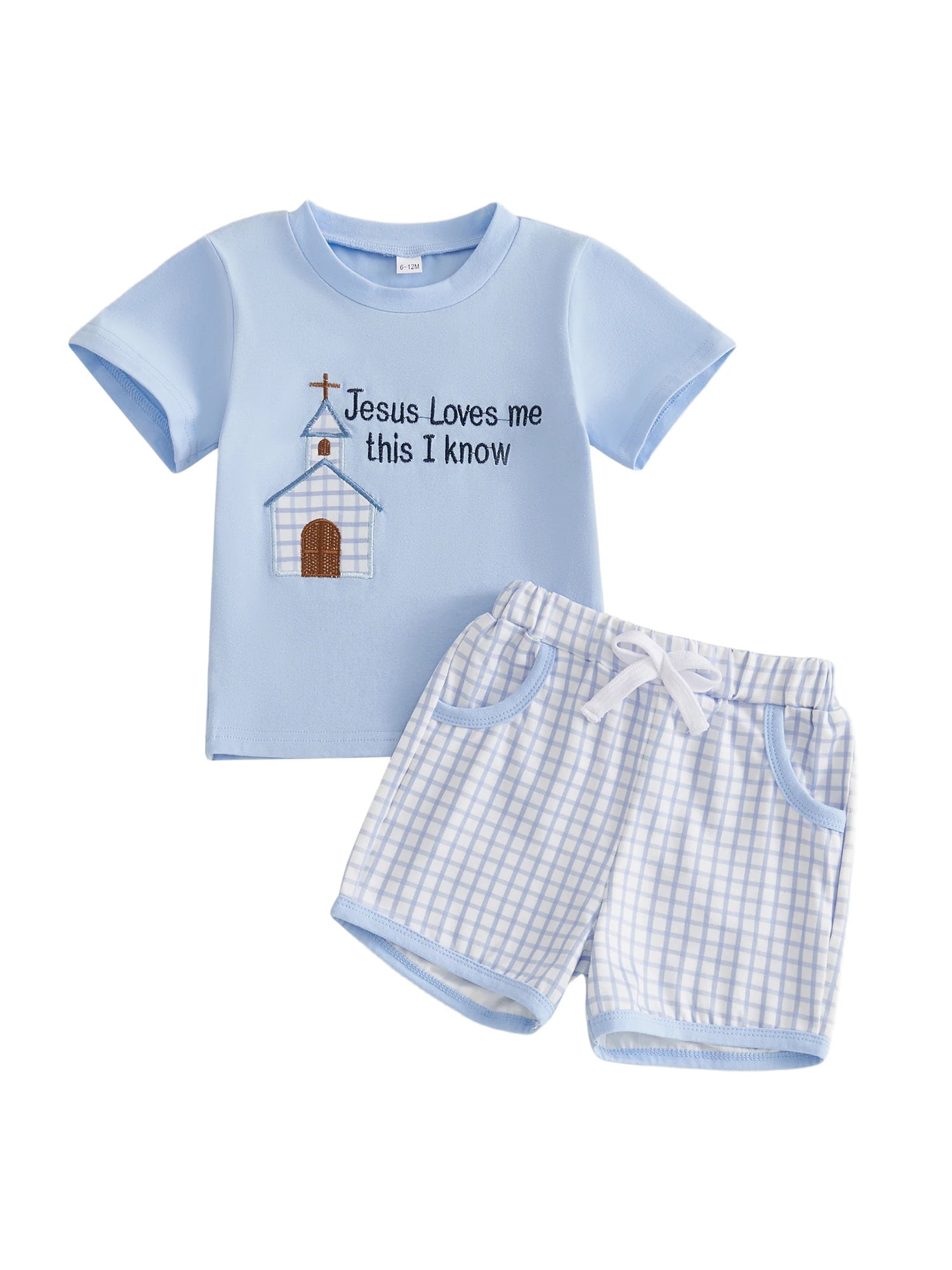 Easter Tee & Plaid Shorts Set