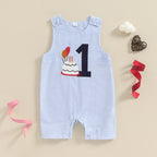 Cake Embroidery Baby Overalls