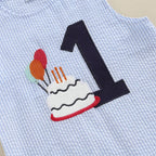 Cake Embroidery Baby Overalls