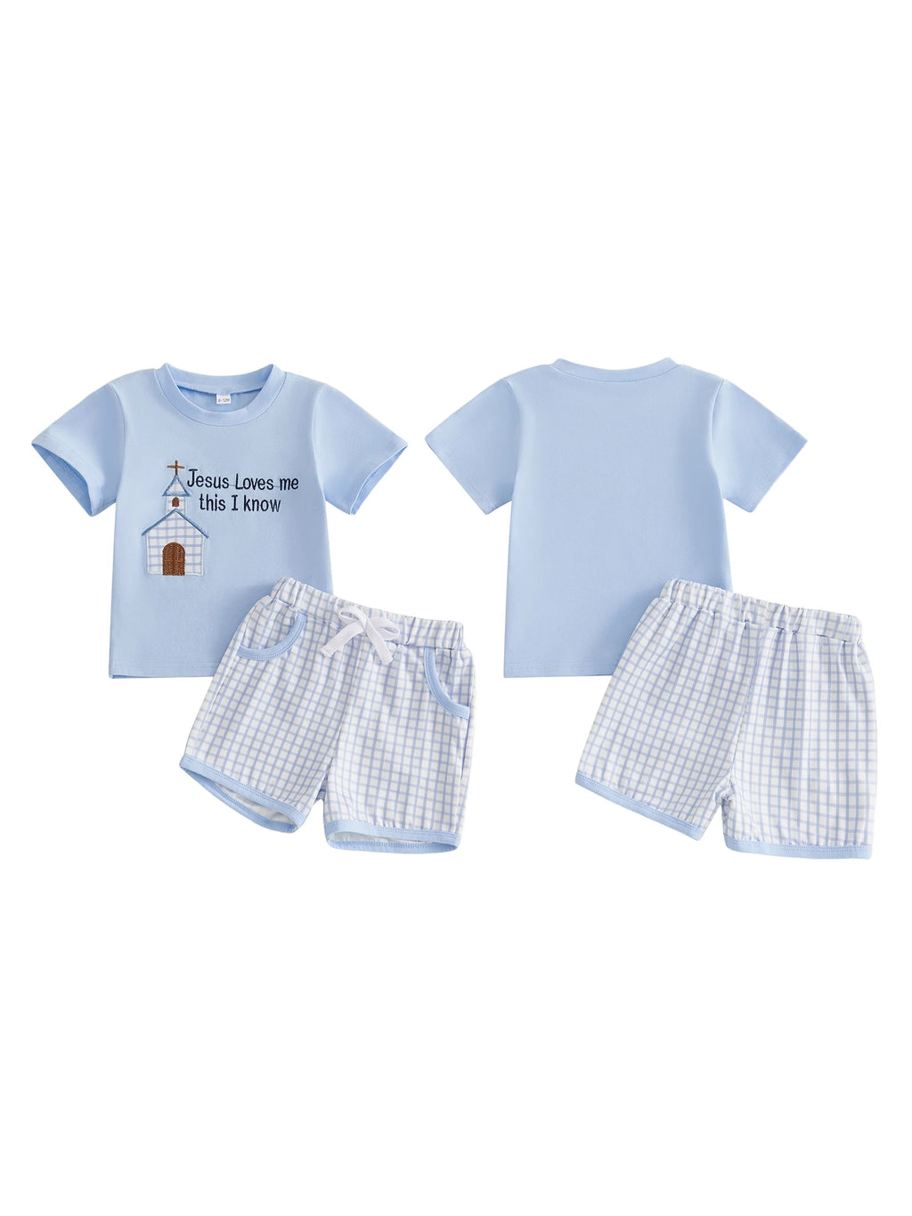 Easter Tee & Plaid Shorts Set