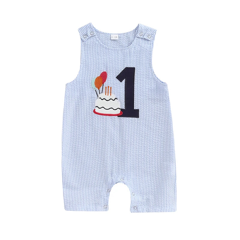 Cake Embroidery Baby Overalls