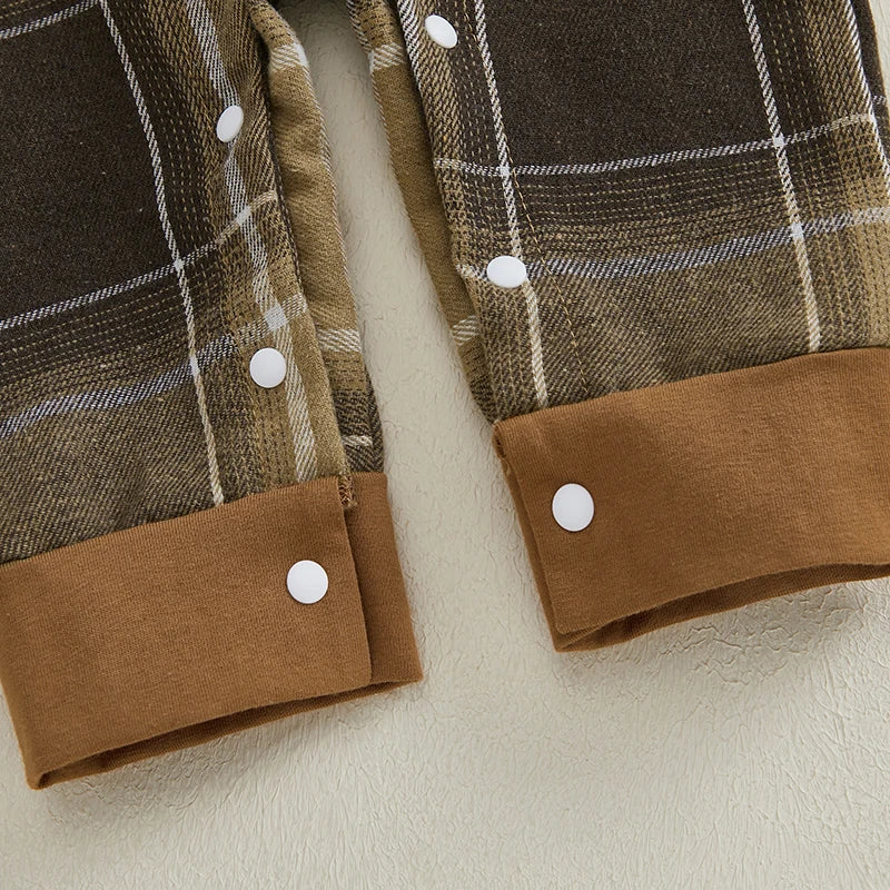 Plaid Suspender Baby Set